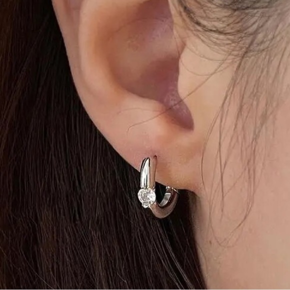 Sterling Silver Hoop Earrings - Picture 2 of 3